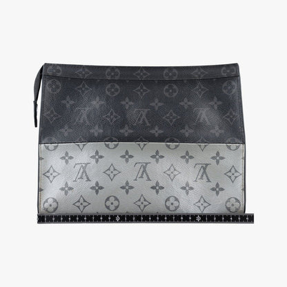 Louis Vuitton Pochette Voyage MM Black Silver Monogram Split Clutch — view 2