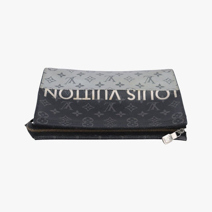 Louis Vuitton Pochette Voyage MM Black Silver Monogram Split Clutch — view 8