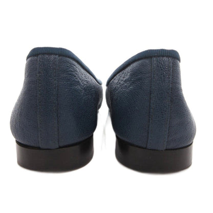 Chanel CC Logo Ballerina Pumps Flat Ballet Shoes Ribbon Motif Leather Navy — view 4