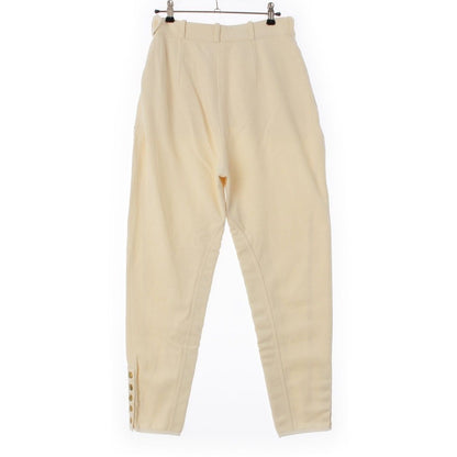 Hermes Cotton Leather Stretch Hem Button Pants Jodhpurs Ivory White 40 — view 2