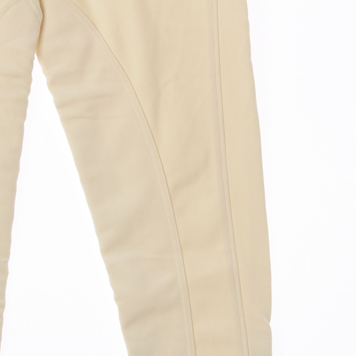 Hermes Cotton Leather Stretch Hem Button Pants Jodhpurs Ivory White 40 — view 6