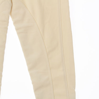 Hermes Cotton Leather Stretch Hem Button Pants Jodhpurs Ivory White 40 — view 6