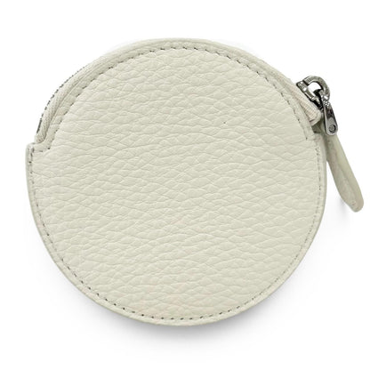 Prada Portamonete Vitello Daino Triangle Logo Round Coin Purse White — view 3