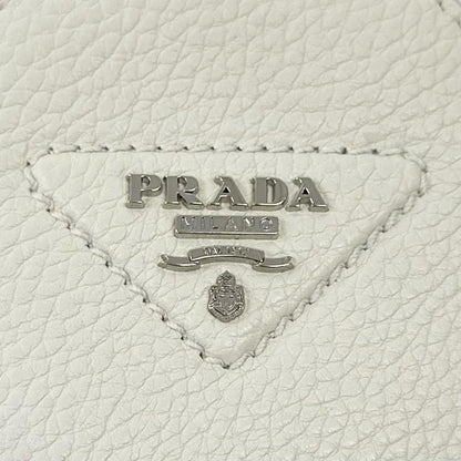 Prada Portamonete Vitello Daino Triangle Logo Round Coin Purse White — view 7