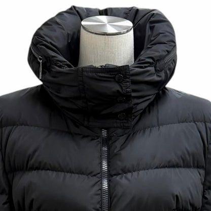 Moncler Flammette Logo Patch Hooded Zip UP Down Coat Black — view 2