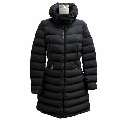 Moncler Flammette Logo Patch Hooded Zip UP Down Coat Black