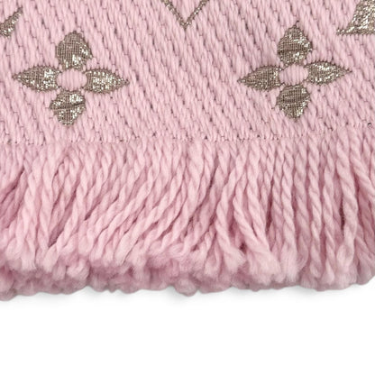 Louis Vuitton Logomania Scarf Shine Wool Silk Blend Rose Ballerine — view 6