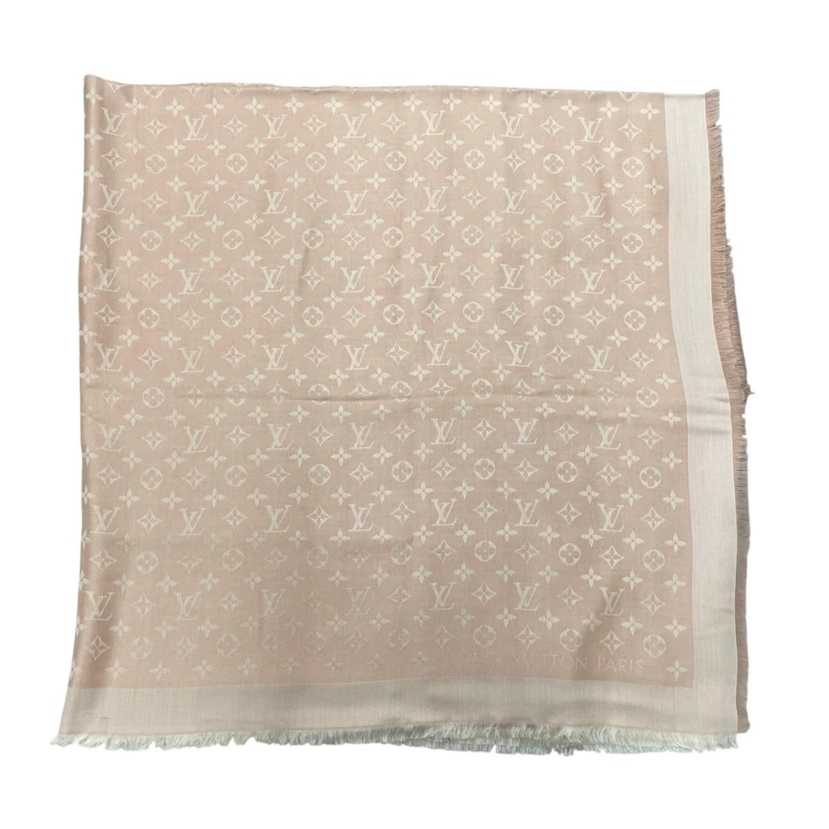 Louis Vuitton Scarf Shawl Monogram Denim Rose Pink Silk — view 4