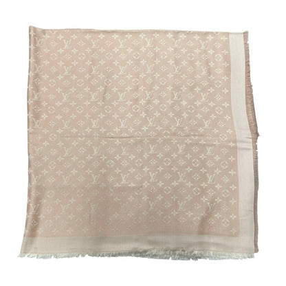 Louis Vuitton Scarf Shawl Monogram Denim Rose Pink Silk — view 4