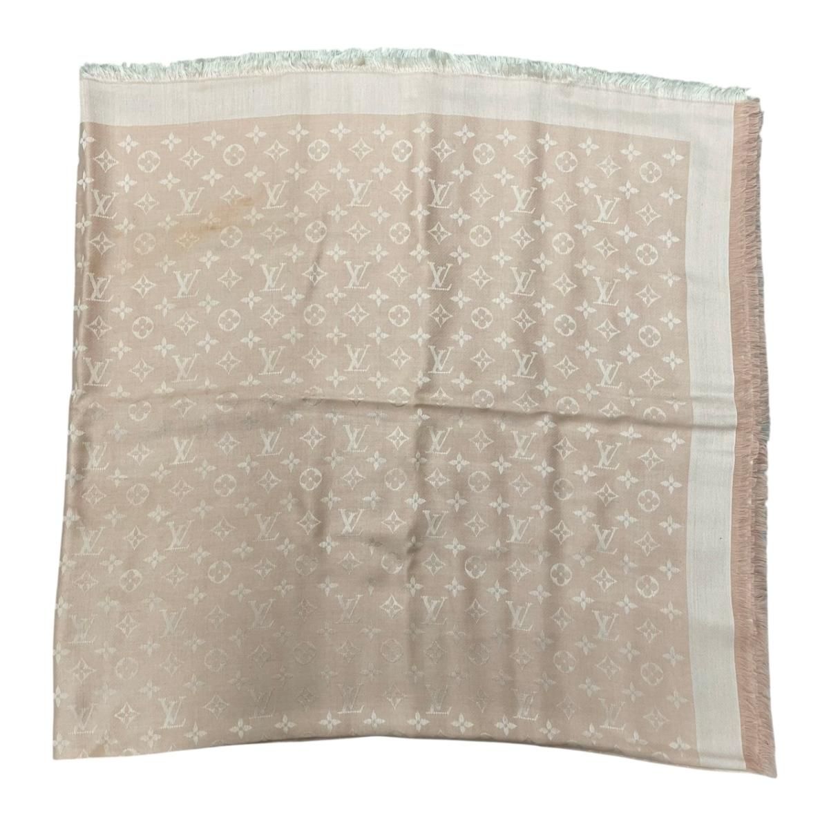 Louis Vuitton Scarf Shawl Monogram Denim Rose Pink Silk — view 6
