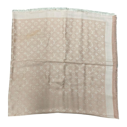 Louis Vuitton Scarf Shawl Monogram Denim Rose Pink Silk — view 6