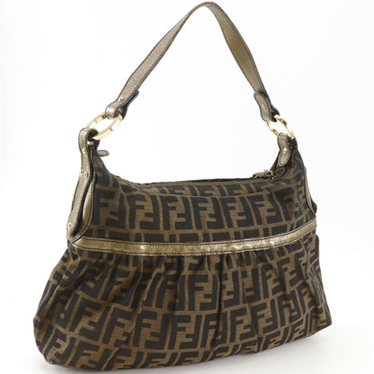 Fendi Chef Zucca Canvas Leather Brown Shoulder Bag — view 3