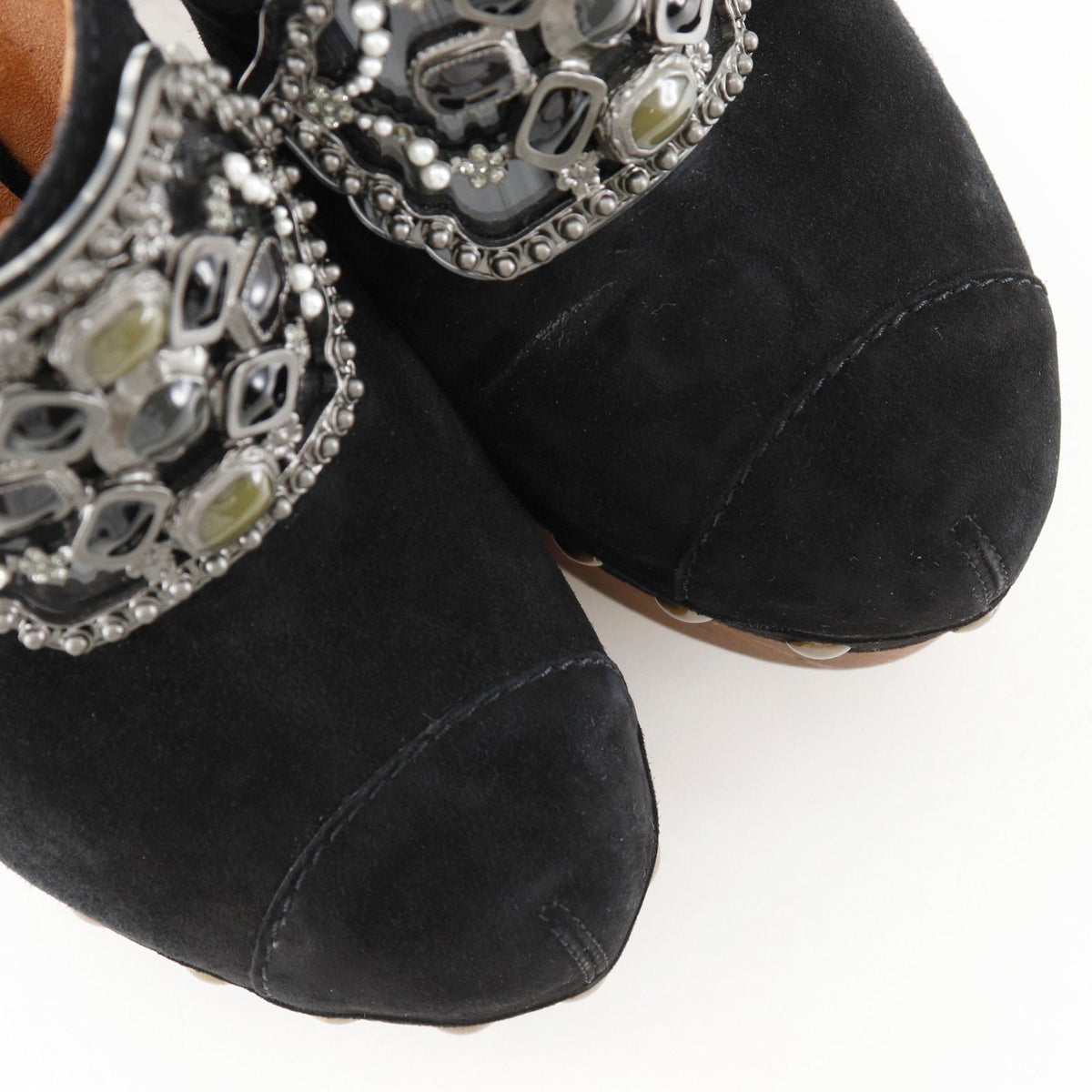 Chanel Clog Sandals Bijou Suede Wood Black — view 4