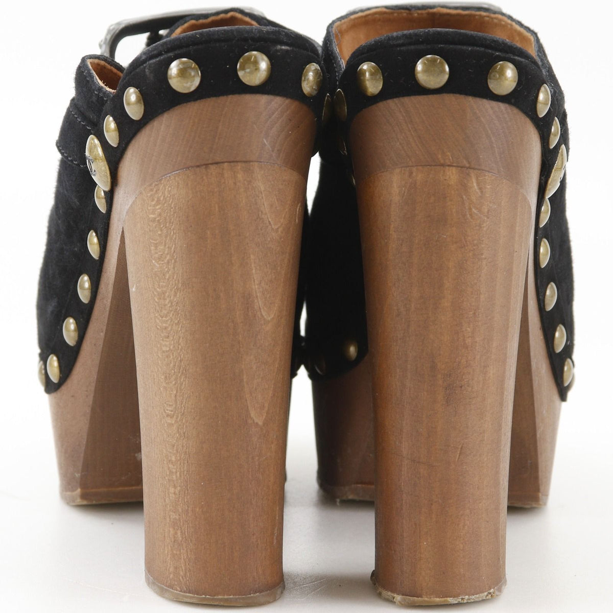 Chanel Clog Sandals Bijou Suede Wood Black — view 3