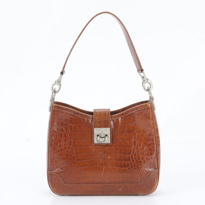 Celine Crocodile Embossed Leather Shoulder Bag