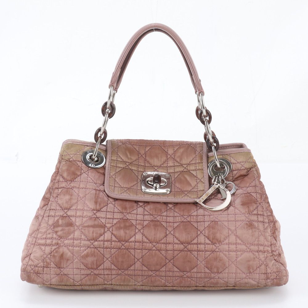 Dior Cannage Charming Rock Leather Handbag Tote Silver