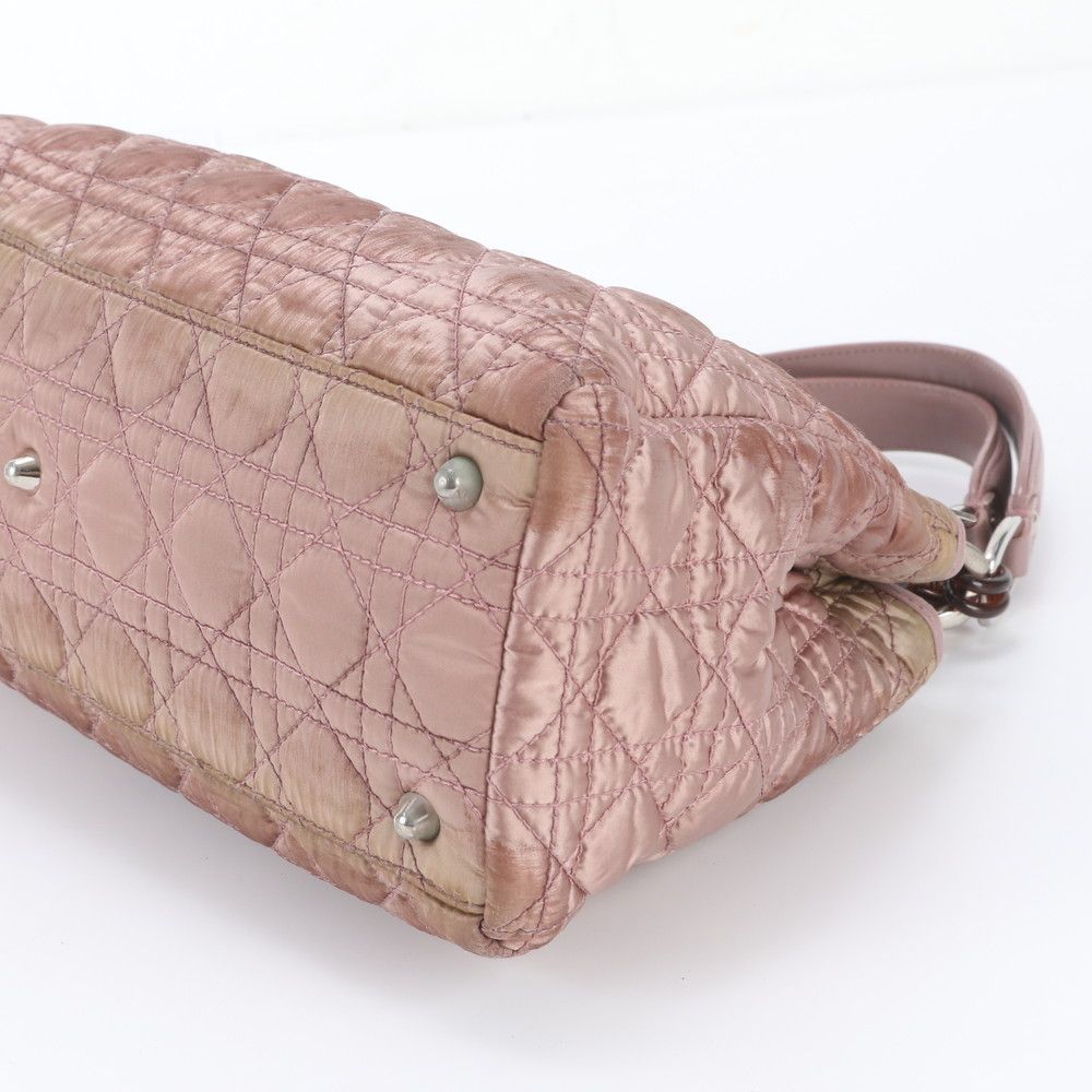 Dior Cannage Charming Rock Leather Handbag Tote Silver — view 4