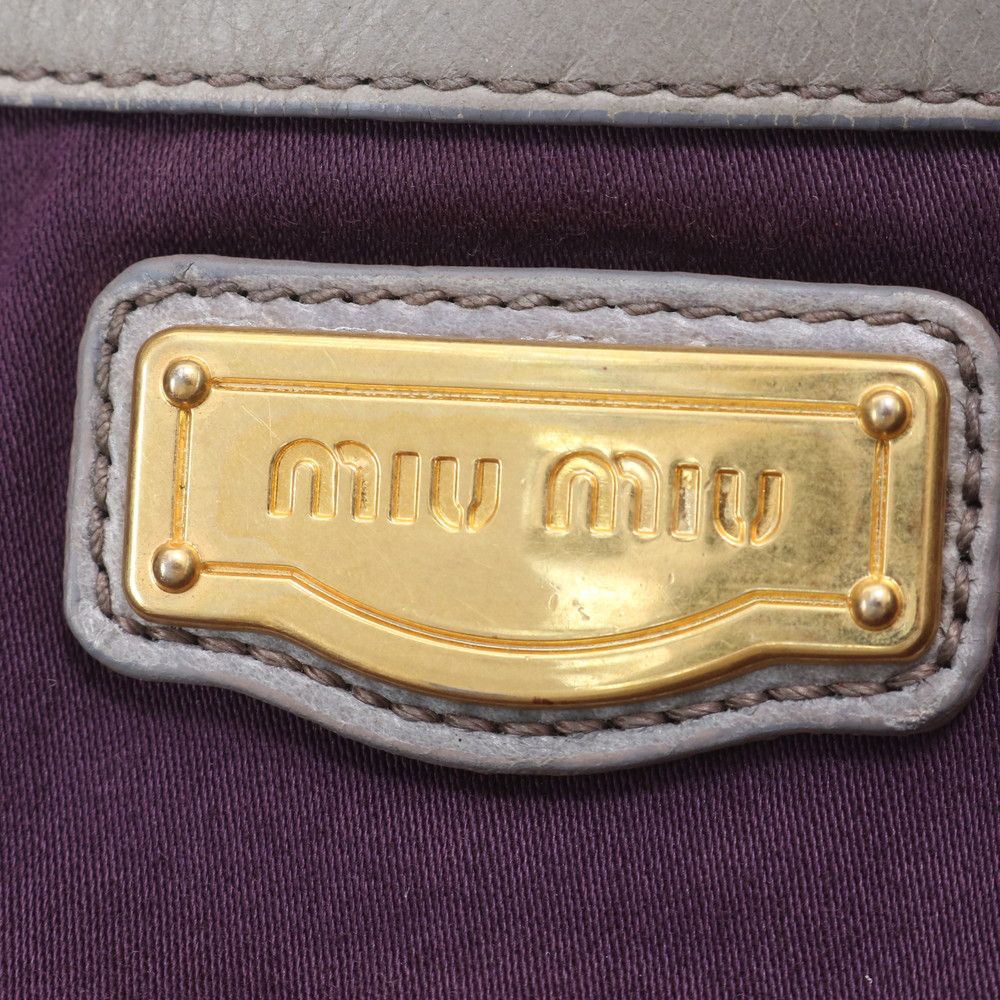 Miu Miu Matelasse Gathered Leather Tote Bag Shoulder Hand Gray — view 8