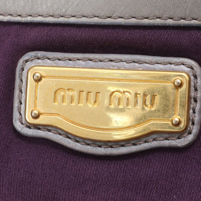 Miu Miu Matelasse Gathered Leather Tote Bag Shoulder Hand Gray — view 8