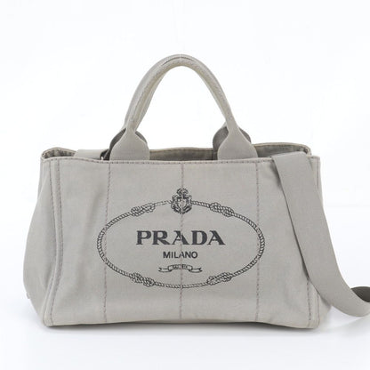 Prada White Tag Triangle Logo Canapa 2-Way Tote Bag Crossbody Shoulder