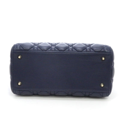 Dior Cannage Lady Dior Medium Handbag Lambskin Navy — view 4