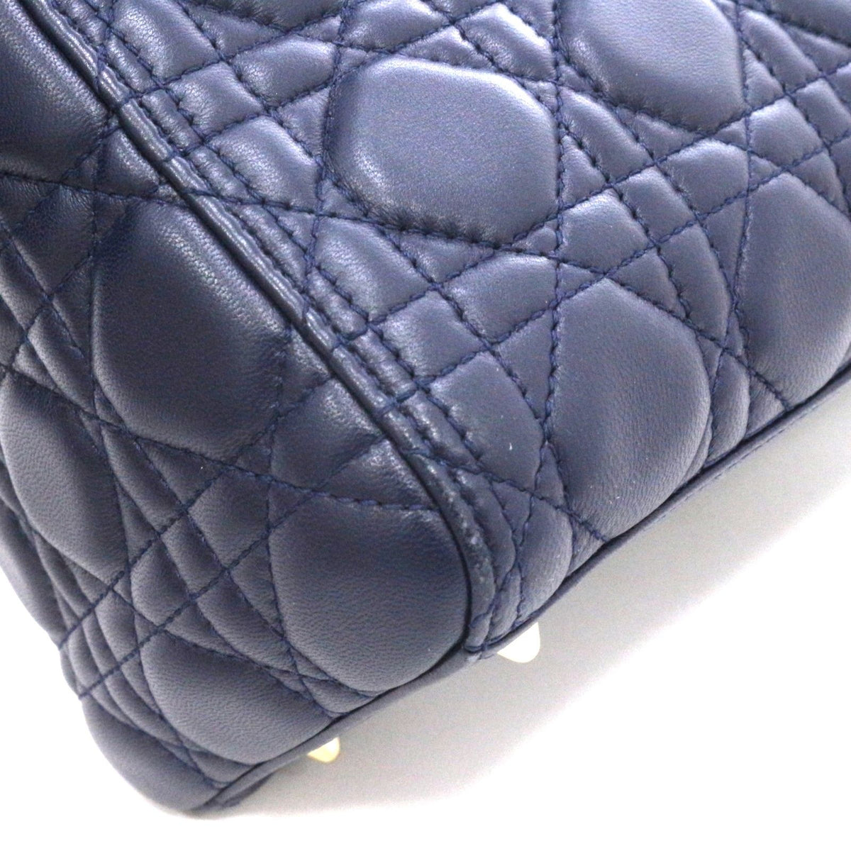 Dior Cannage Lady Dior Medium Handbag Lambskin Navy — view 7