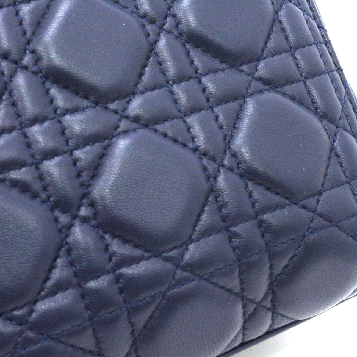 Dior Cannage Lady Dior Medium Handbag Lambskin Navy — view 8