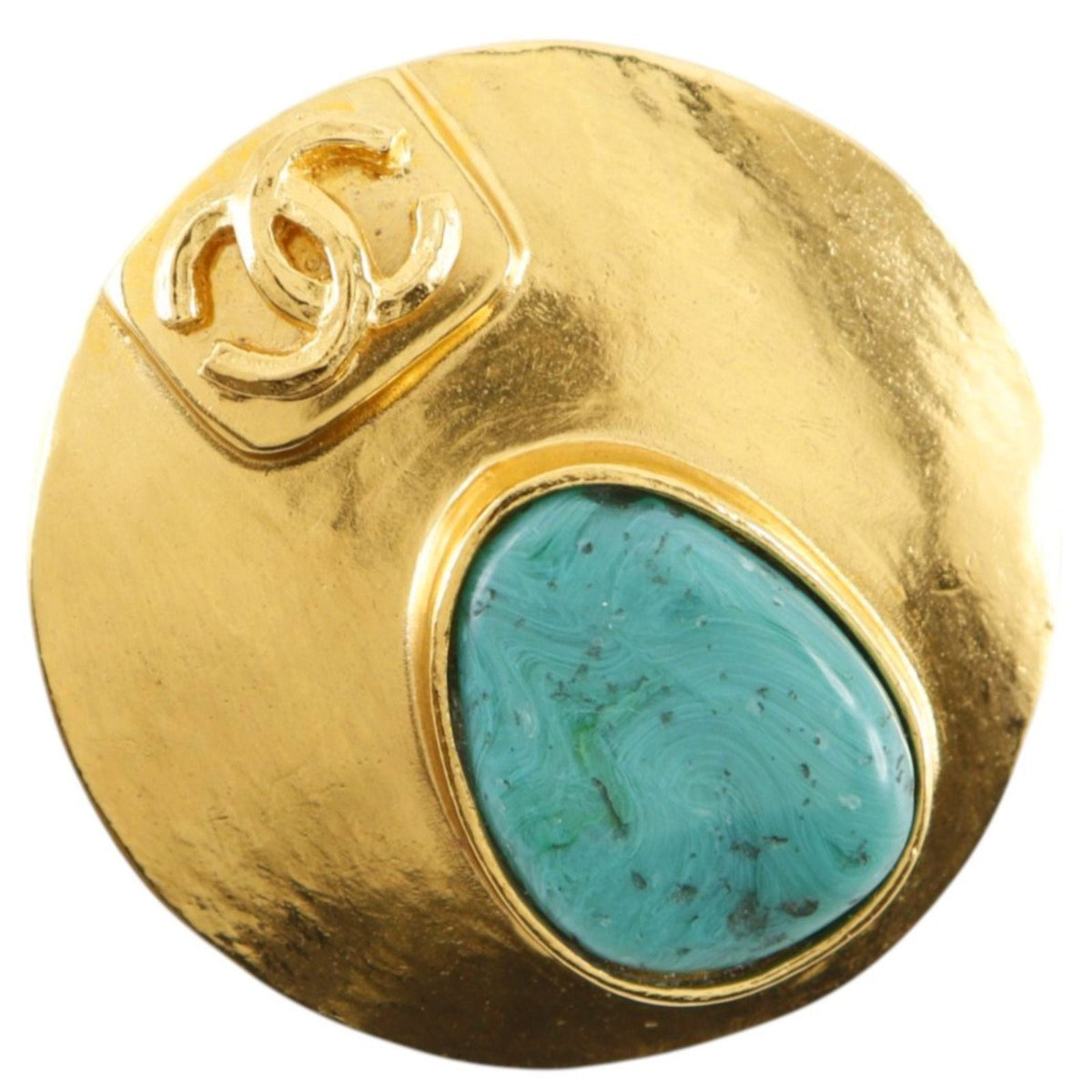 Chanel CC Logo Gold Plated Silver 98P Brooch