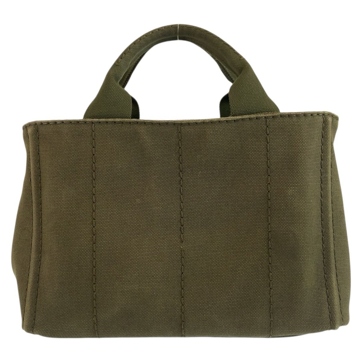 Prada Canapa Khaki Gold Canvas Tote Bag — view 2