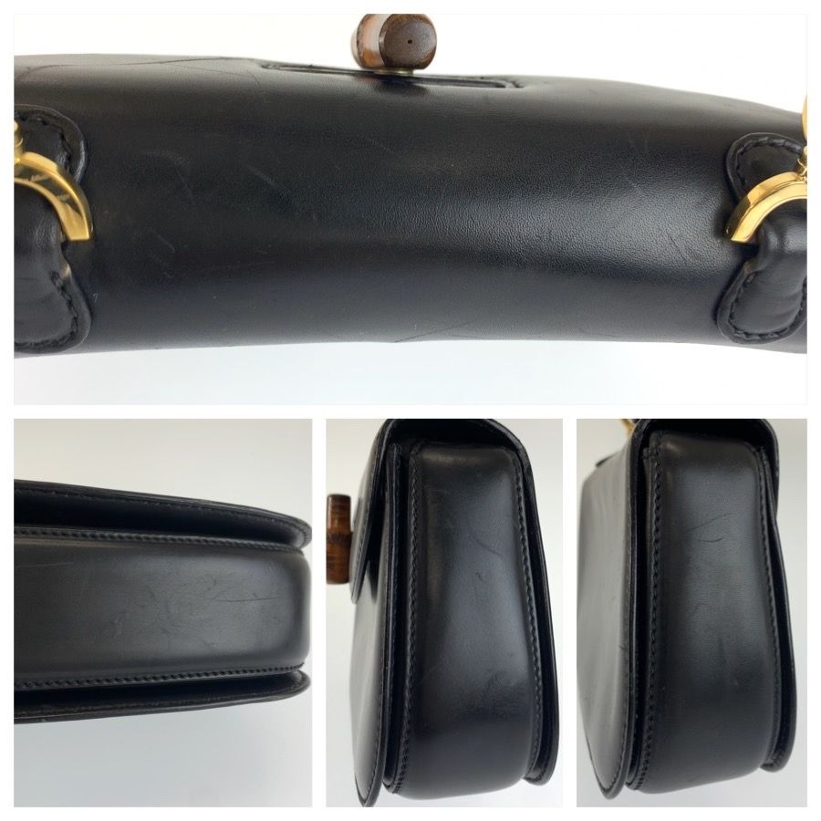 Gucci Bamboo Black Gold Leather 000 46 Handbag — view 6