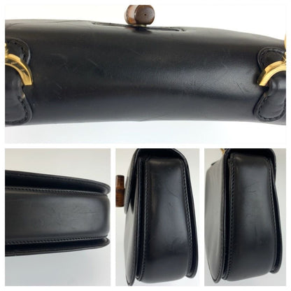 Gucci Bamboo Black Gold Leather 000 46 Handbag — view 6