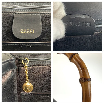 Gucci Bamboo Black Gold Leather 000 46 Handbag — view 3