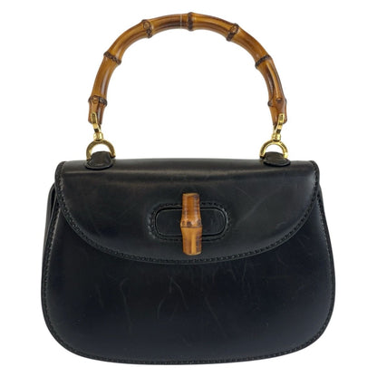 Gucci Bamboo Black Gold Leather 000 46 Handbag