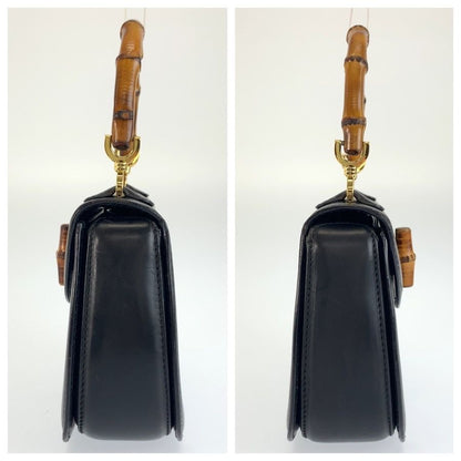 Gucci Bamboo Black Gold Leather 000 46 Handbag — view 8