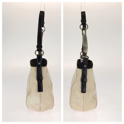 Saint Laurent Vintage Rive Gauche Mombasa Ivory Canvas Leather Shoulder Bag — view 8