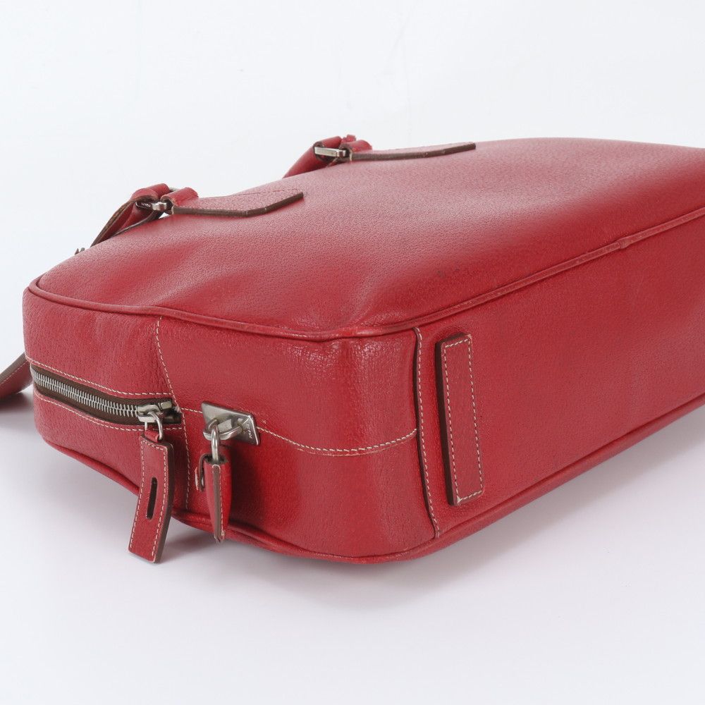 Prada Triangle Logo Leather Boston Bag Tote Carry — view 5