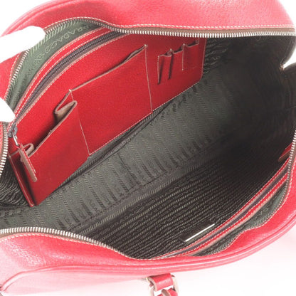 Prada Triangle Logo Leather Boston Bag Tote Carry — view 7