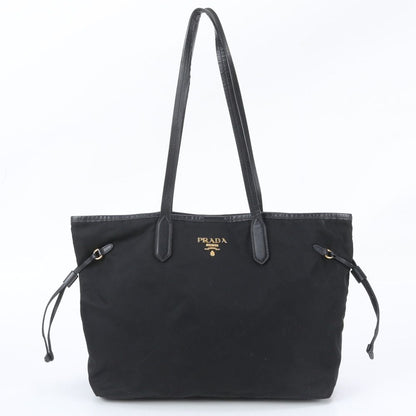Prada Tessuto Nylon Leather Tote Bag Shoulder Hand Black