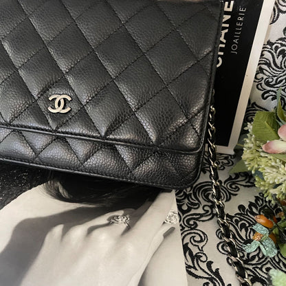 Chanel Chain Wallet Quilted Shoulder Bag Black Silver — view 5