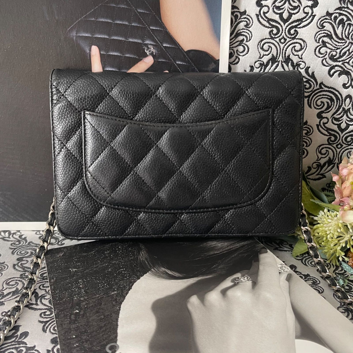 Chanel Chain Wallet Quilted Shoulder Bag Black Silver — view 3