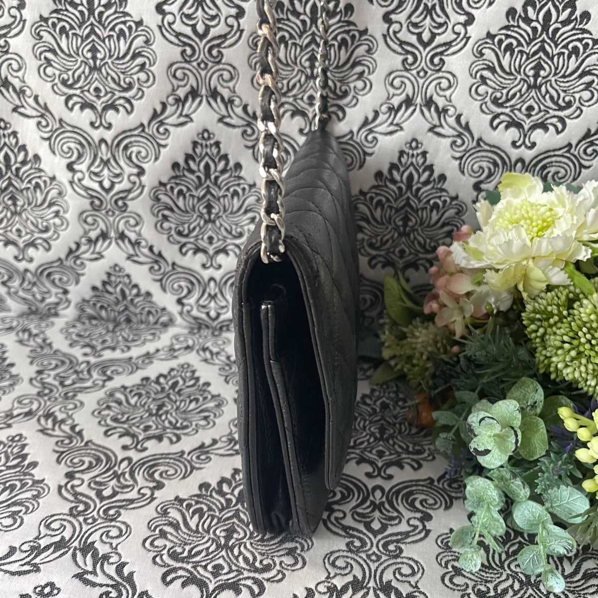 Chanel Chain Wallet Quilted Shoulder Bag Black Silver — view 7