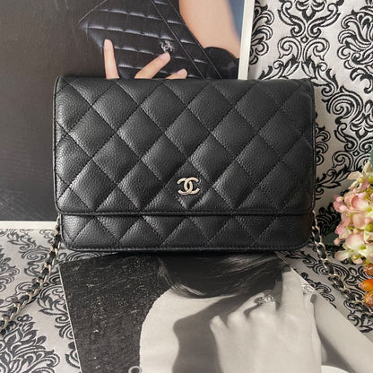Chanel Chain Wallet Quilted Shoulder Bag Black Silver — view 2