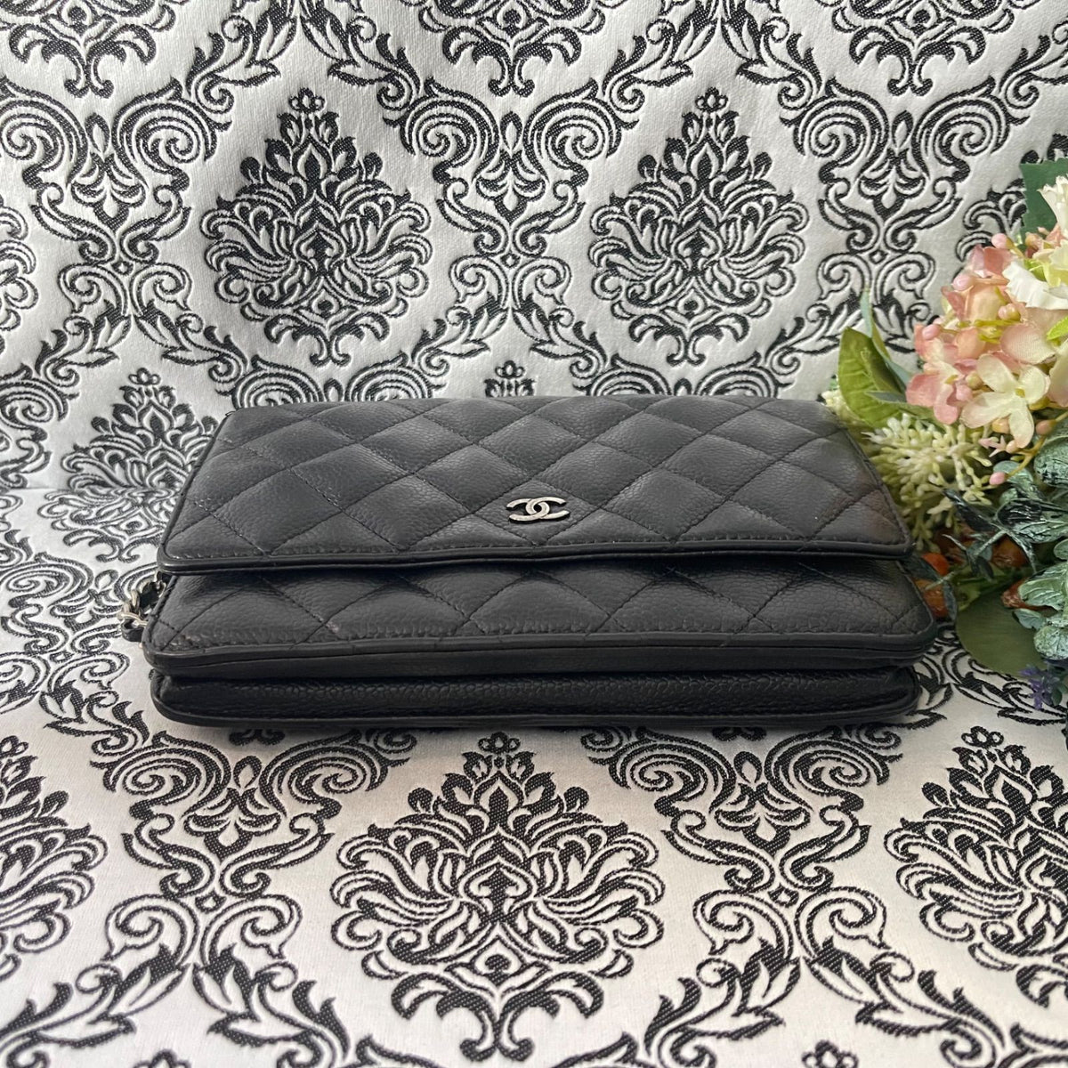 Chanel Chain Wallet Quilted Shoulder Bag Black Silver — view 8