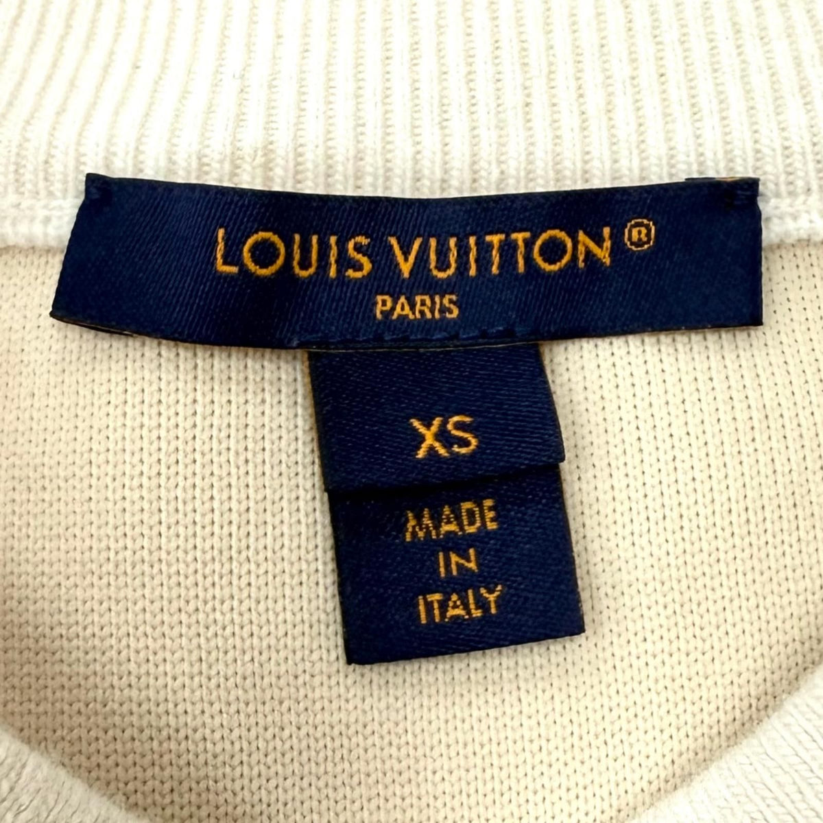 Louis Vuitton Wool Blend LV Button Chunky Stripe Logo Knit White Beige XS — view 7
