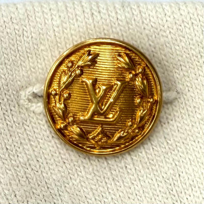 Louis Vuitton Wool Blend LV Button Chunky Stripe Logo Knit White Beige XS — view 6