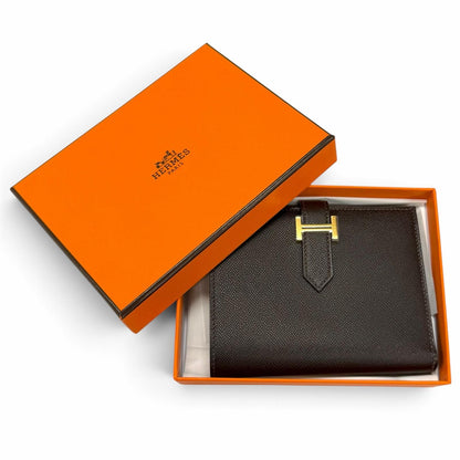 Hermes Bearn Compact Veau Madame Gold Bifold Wallet — view 2