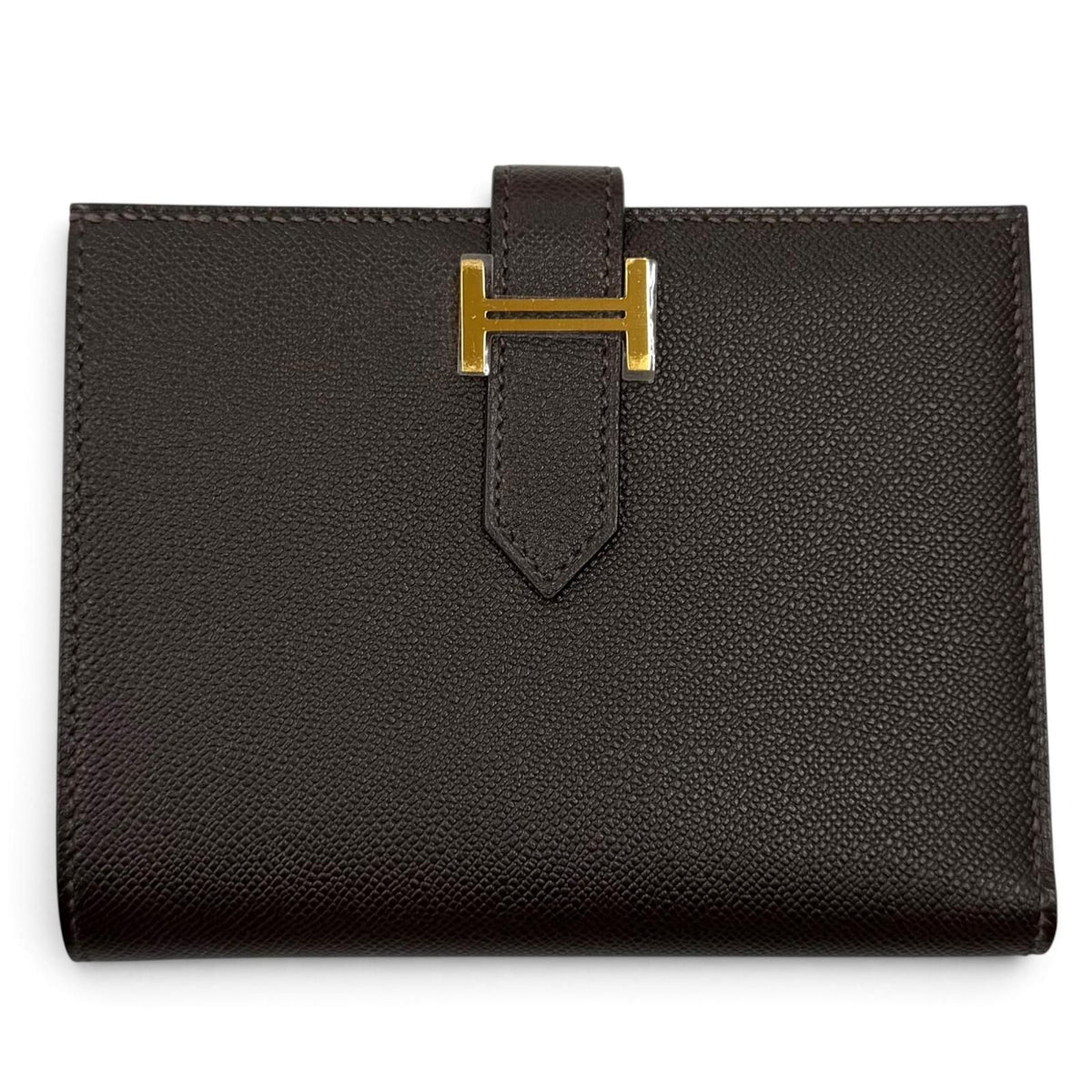 Hermes Bearn Compact Veau Madame Gold Bifold Wallet