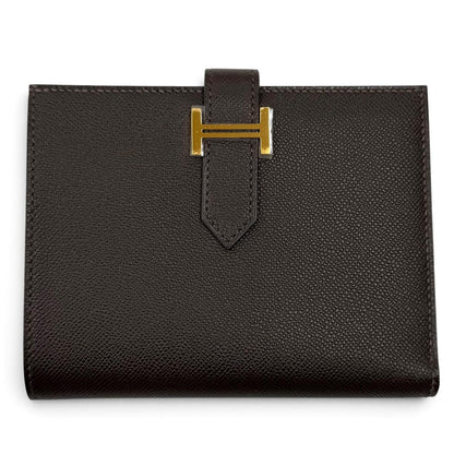 Hermes Bearn Compact Veau Madame Gold Bifold Wallet