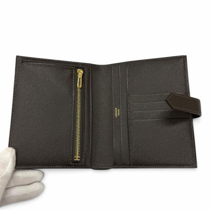 Hermes Bearn Compact Veau Madame Gold Bifold Wallet — view 5