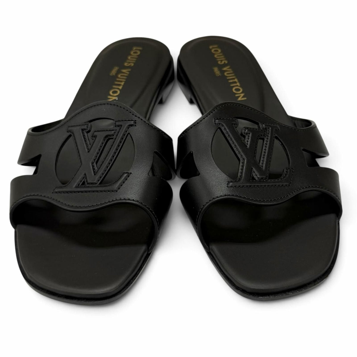 Louis Vuitton LV Isola Mules Leather Sandals Black IT — view 3